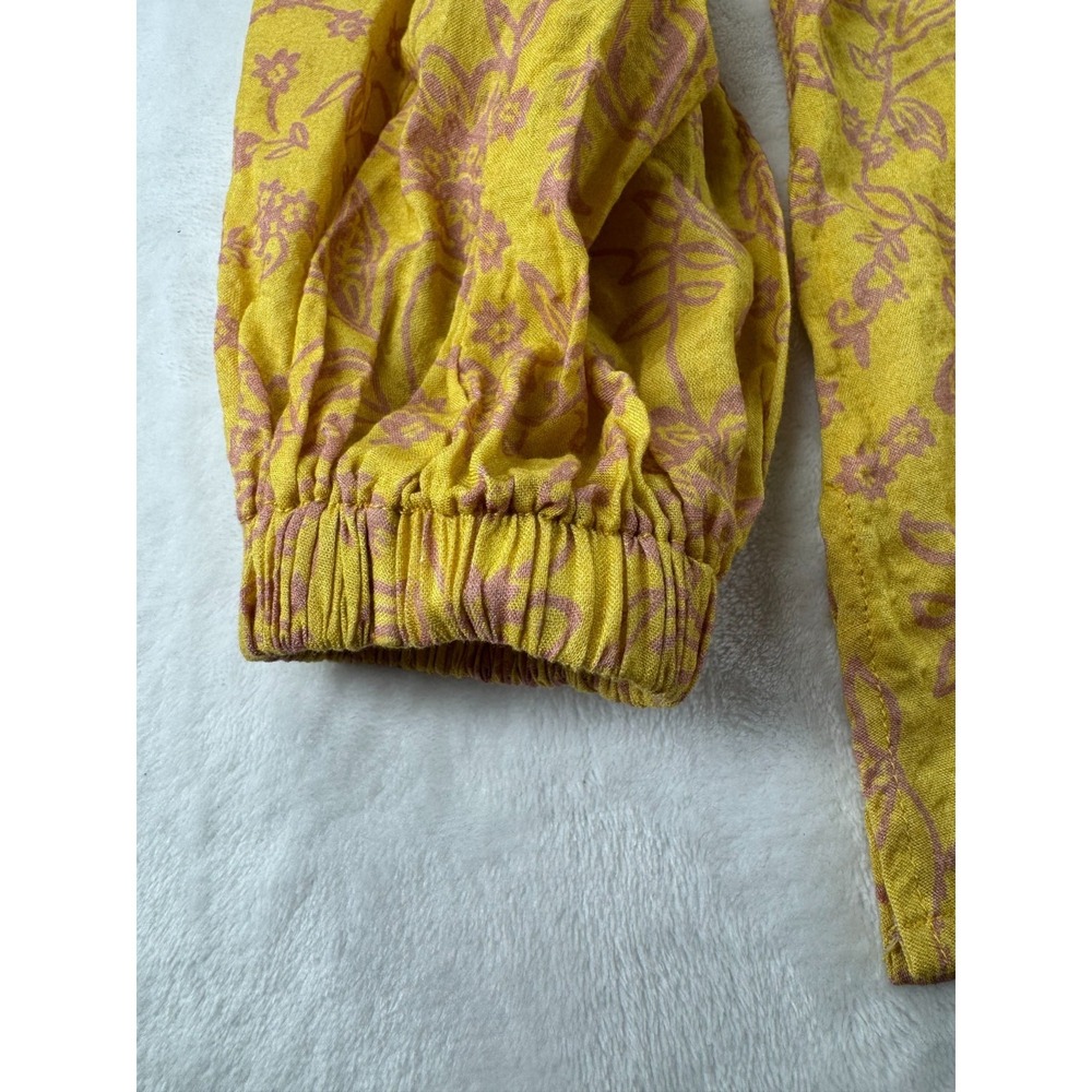 By Together Imogene Paisley Floral Blouse Top Women's Small Yellow Pink Tassels‎ - Picture 9 of 10